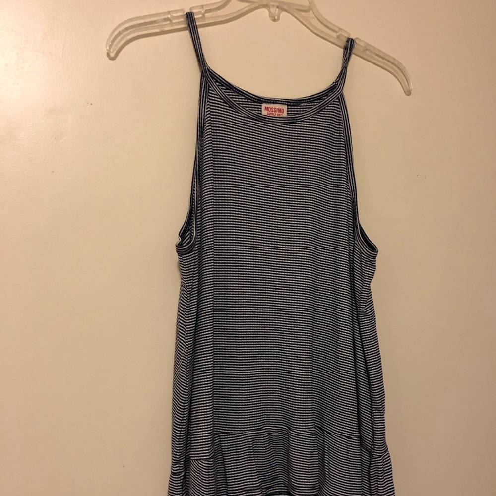Striped ruffle hem tank